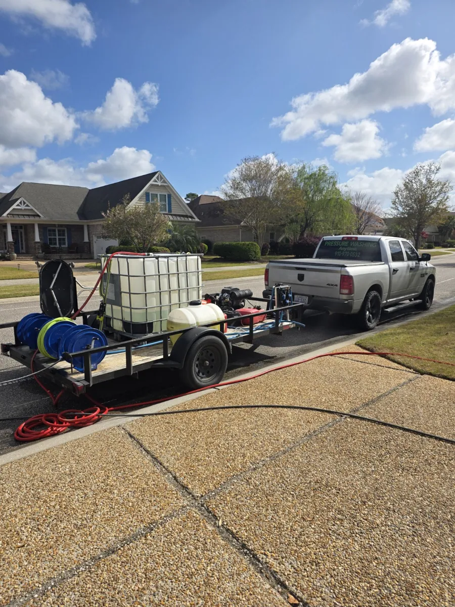 Pressure Washing Anytime truck and equipment trailer